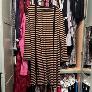 Striped Black and Tan Long Sleeve Duster cardigan